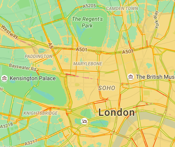London map showing CleanSpace air pollution monitoring zones