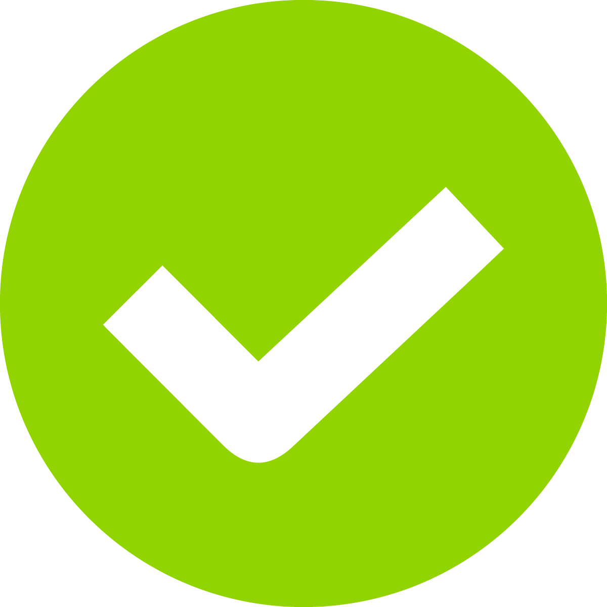 A white tick mark on a bright green background